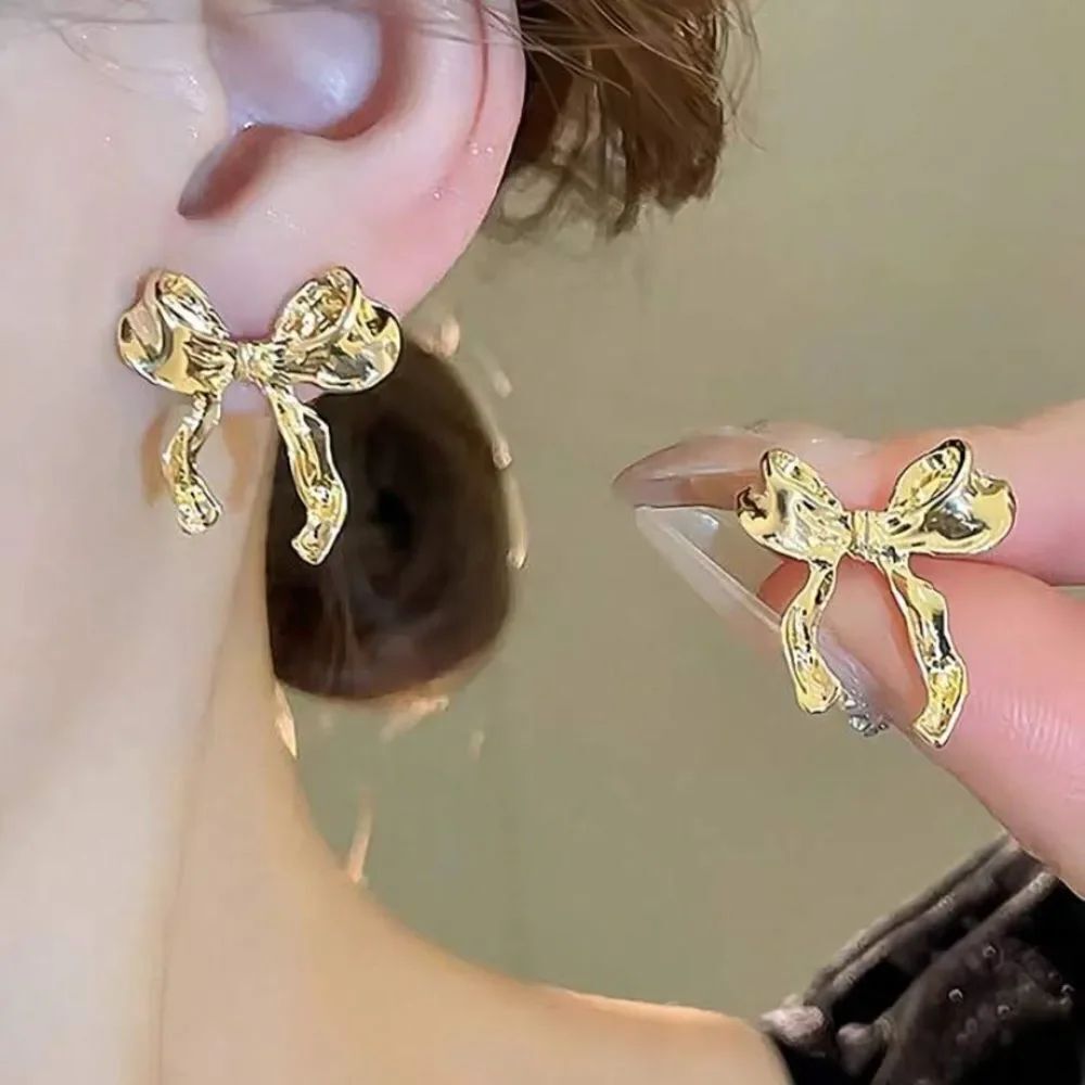 3for$20 1 Pair Of Elegant Western Style Ribbon Bow Earrings, Suitable For Women